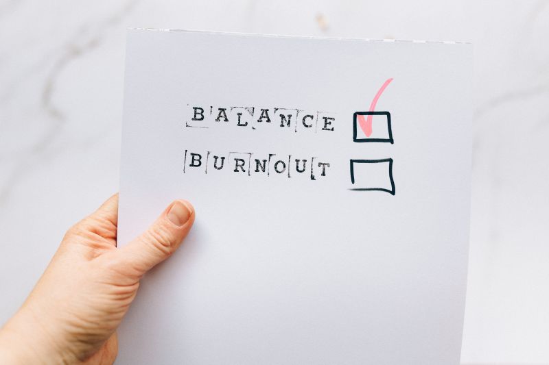 Image with 2 check-boxes, one says balance, and is ticked, and the other says burnout